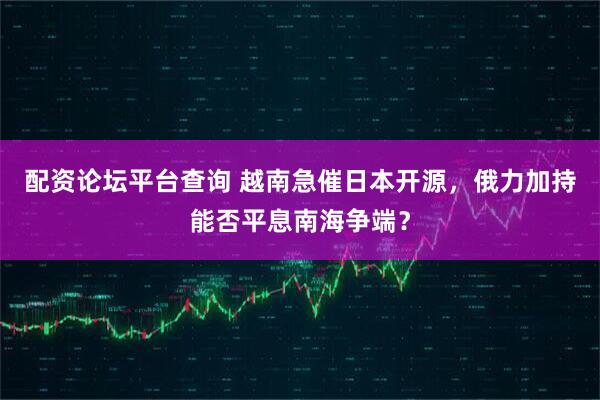 配资论坛平台查询 越南急催日本开源，俄力加持能否平息南海争端？